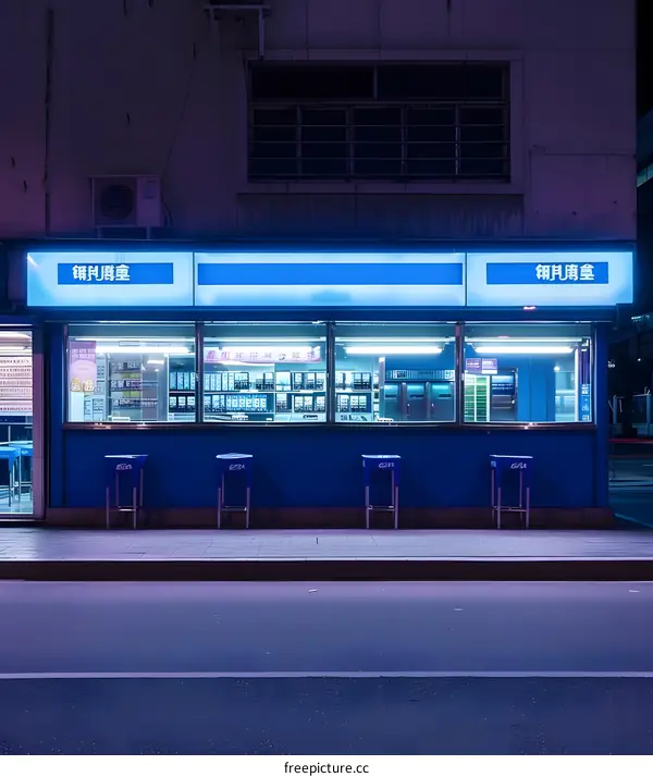 Night View of a Japanese Convenience Store