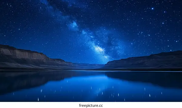 Night Sky Milky Way Reflection Over Calm Lake