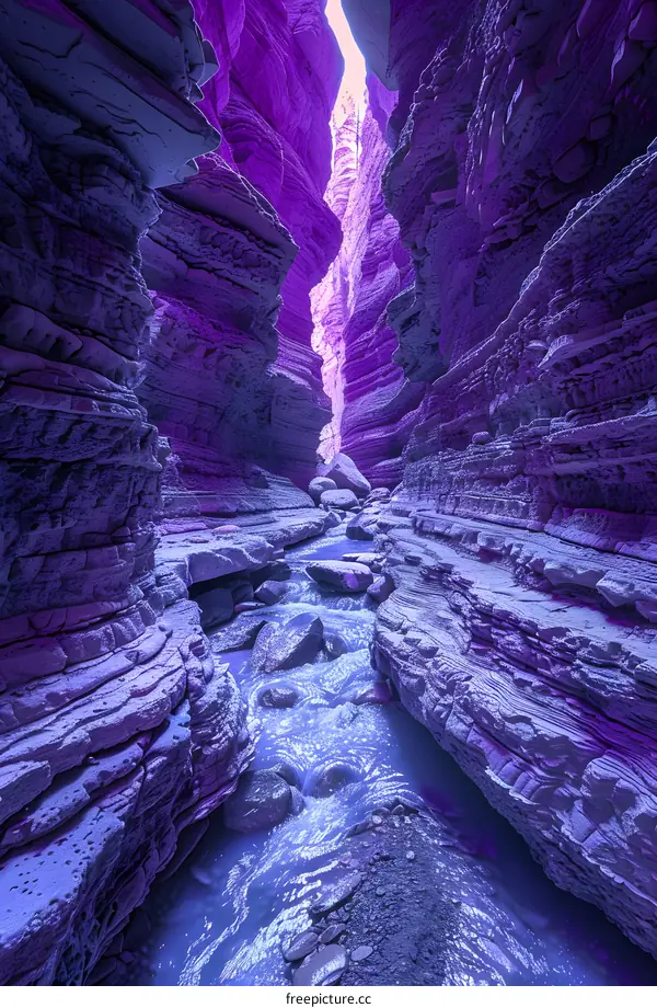 Purple canyon with river