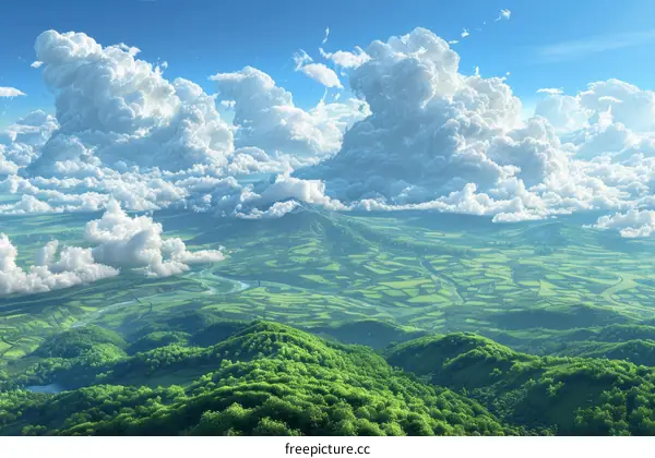 Stunning Landscape with Fluffy Clouds