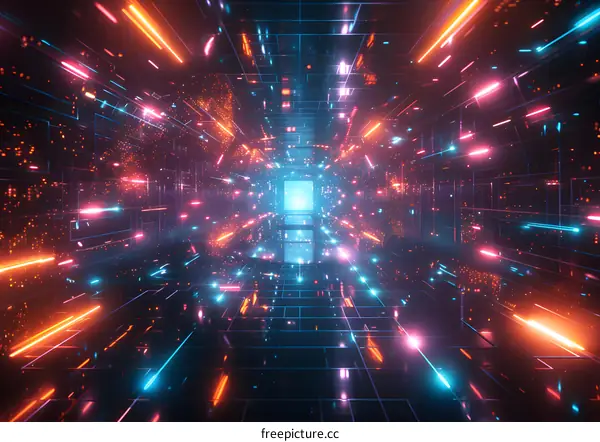 Neon Cyber Tunnel Background
