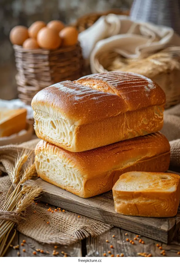 Loaf of bread on a wooden table