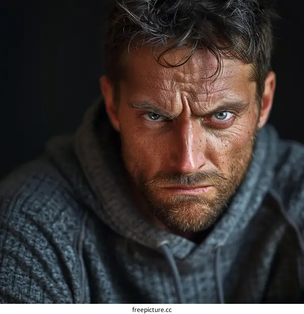 Close-up Portrait of a Caucasian Man
