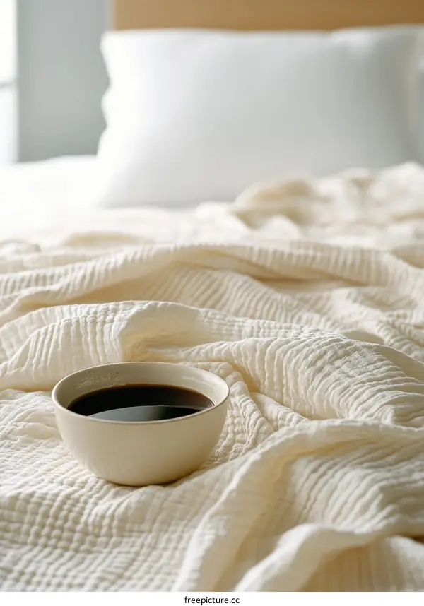 Cozy Morning Coffee on a Soft Bed