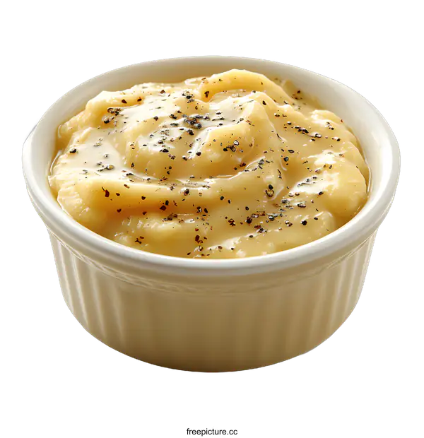 [Transparent Background PNG]Bowl of Mashed Potatoes with Pepper