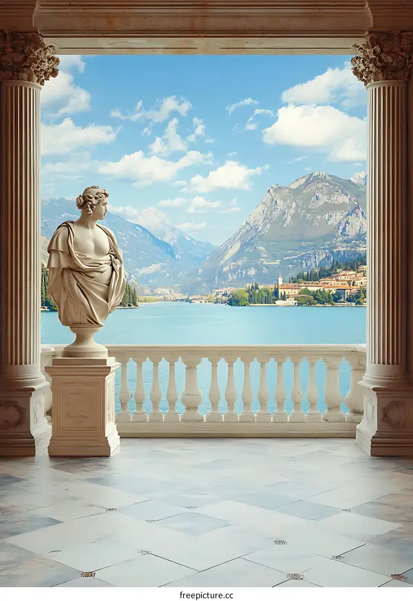 Marble Balcony with Mountain View