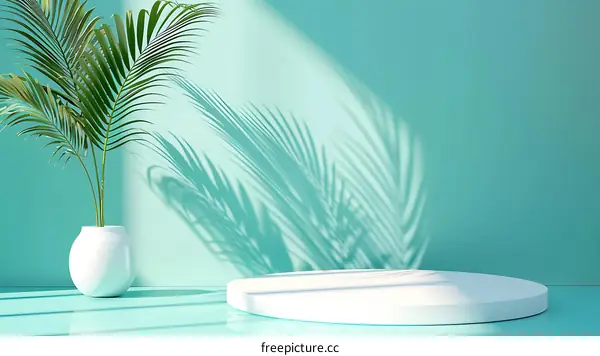Minimalist Product Display with Palm Tree Shadow
