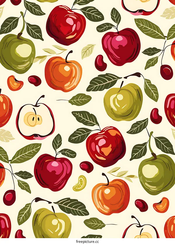 Colorful Apple Seamless Pattern Illustration Design