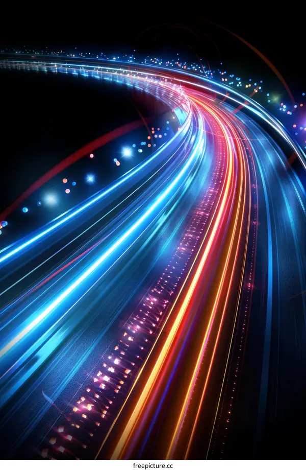 Colorful light trails in the dark