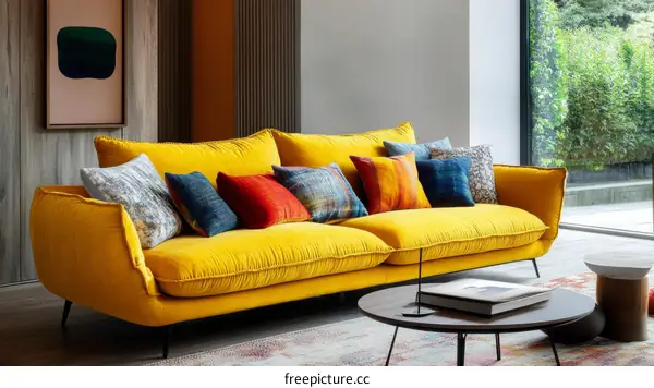 Modern Yellow Sofa in a Stylish Living Room
