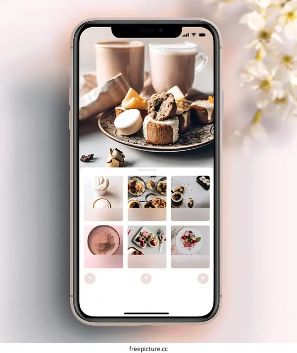 Closeup of a Mobile Phone Screen Showing a Food App