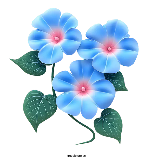 [Transparent Background PNG]Beautiful Light Blue Flowers Illustration