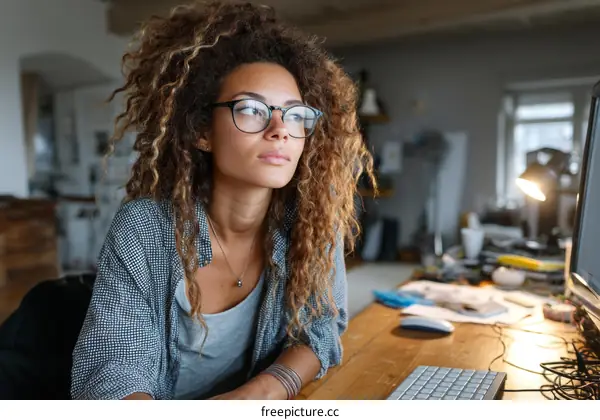 Focused Young Woman at Work