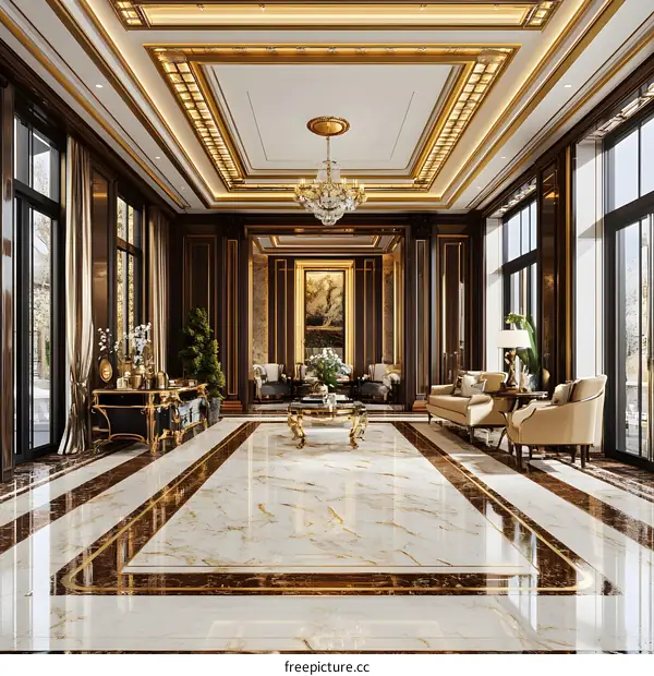 Luxury Living Room Interior Design with Gold Accents