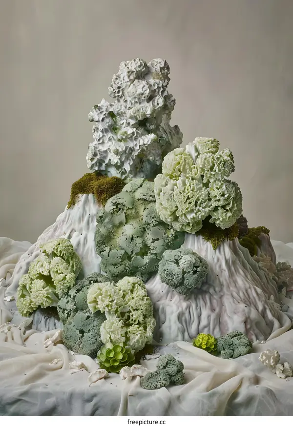 Still Life with Green and White Coral
