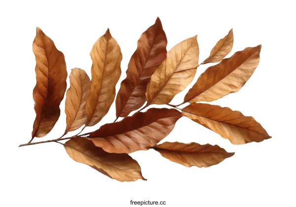 [Transparent Background PNG]Autumnal Dried Leaves Arrangement on a White Background
