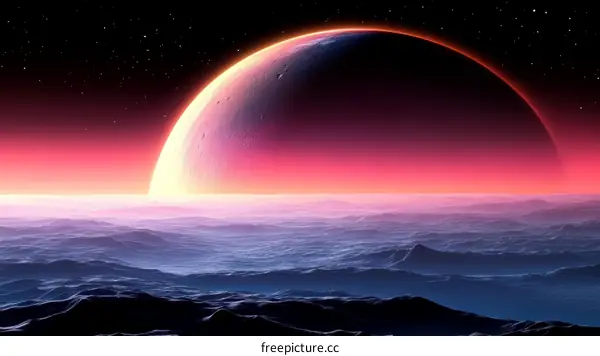 Alien Planet Landscape with Sunrise