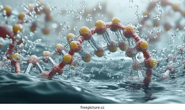DNA Structure in Water with Bubbles