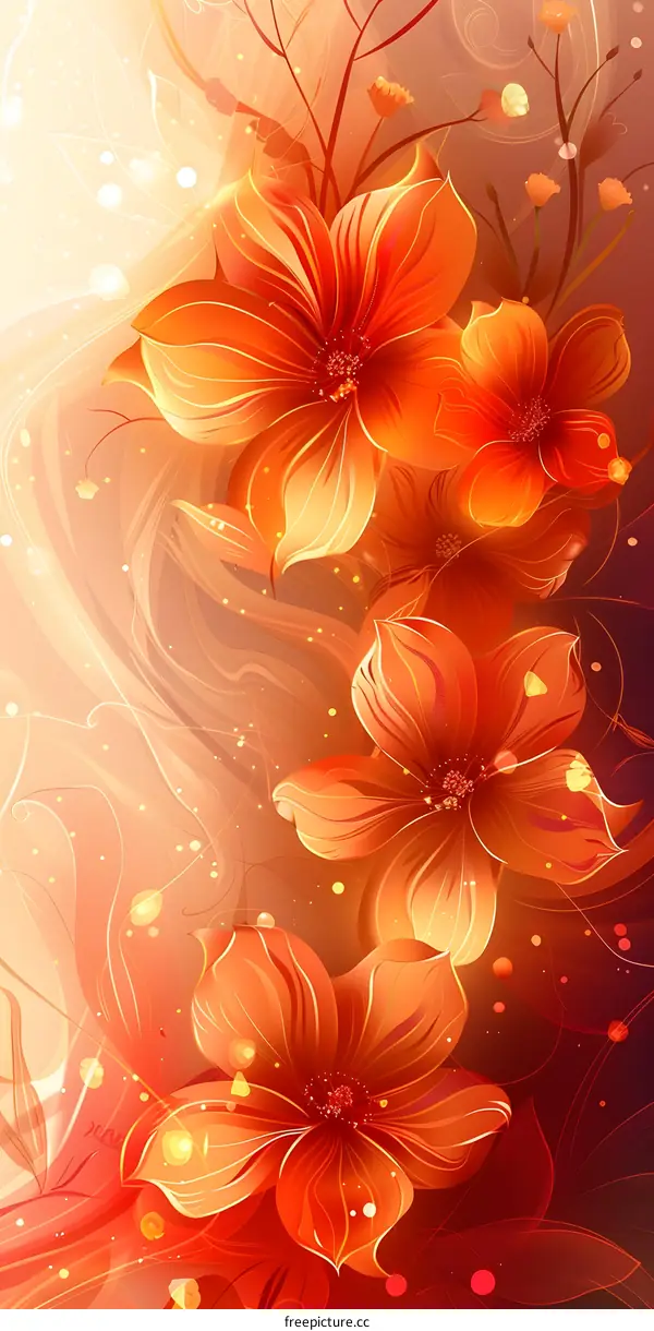Orange flowers sway in the breeze