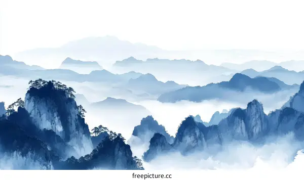 Misty Mountains Landscape Painting