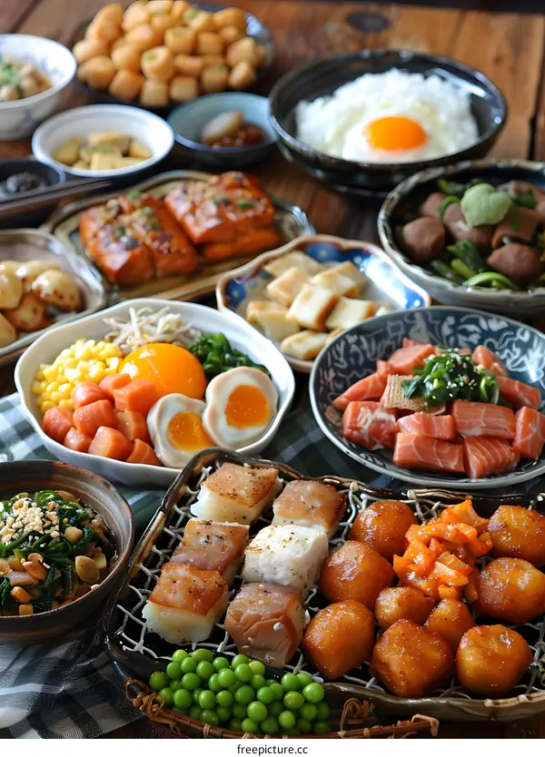 A table full of delicious Japanese food
