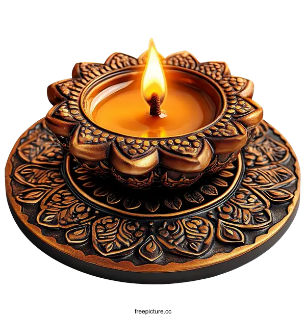 [Transparent Background PNG]Ornate Decorative Diwali Diya Candle Holder