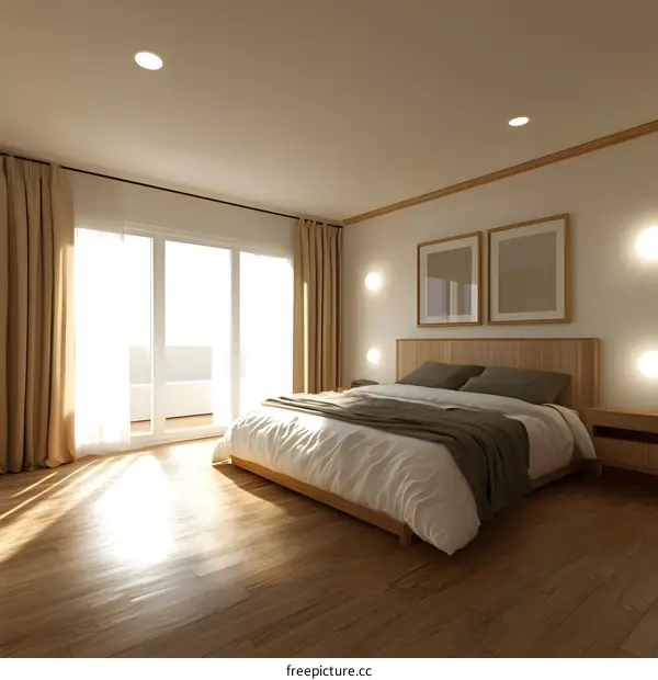 Minimalist Bedroom Design With Wooden Bed Frame And Natural Light