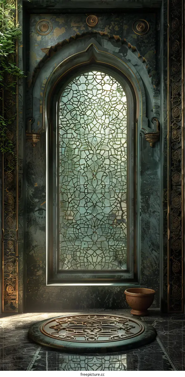 Ornate Islamic Architectural Interior Illustration