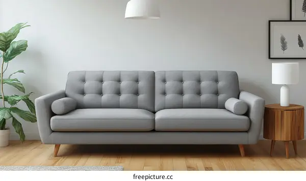 Modern Gray Sofa in a Minimalist Living Room