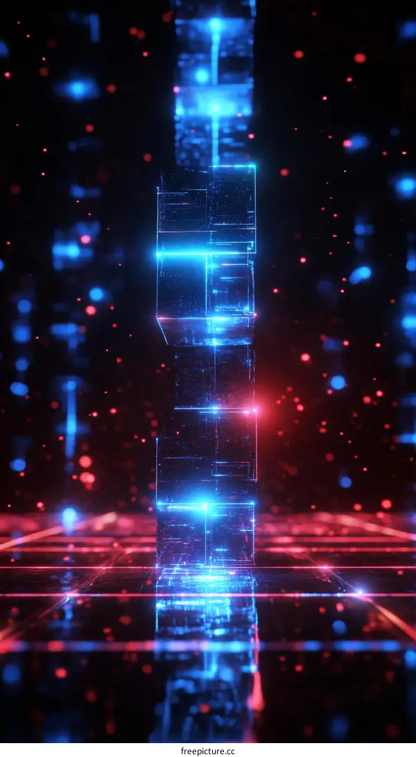Abstract Digital Cubes in Neon Lights