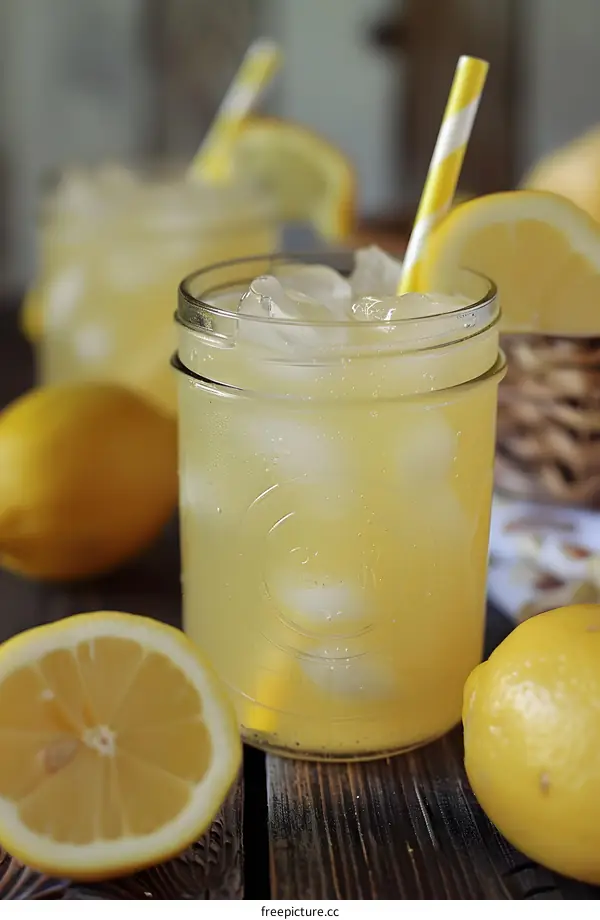 Homemade Lemonade With Ice and Lemons