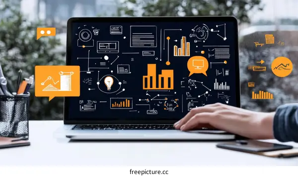 Laptop Displaying Business Data and Charts