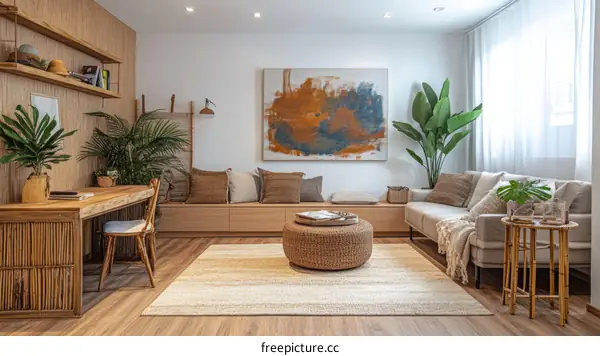 Modern Bohemian Living Room Design with Natural Elements