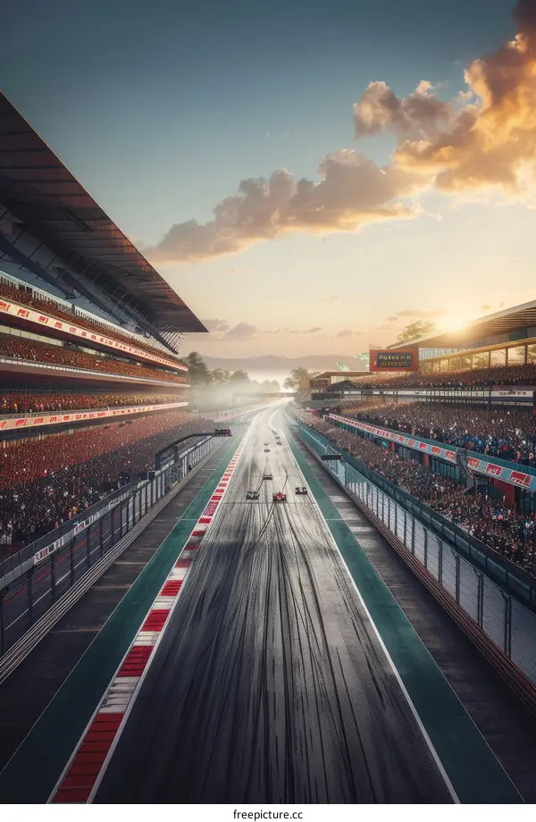 Formula One cars racing on a track