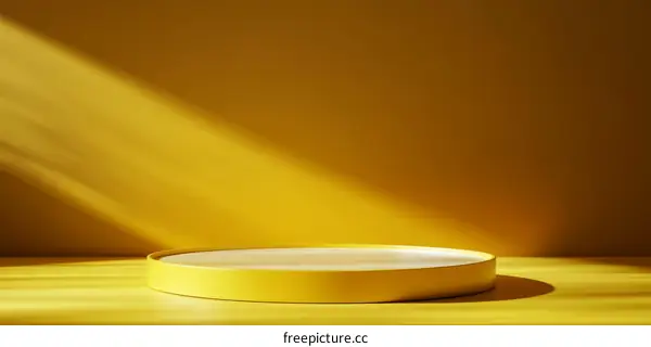 Yellow Round Display Podium Product Showcase
