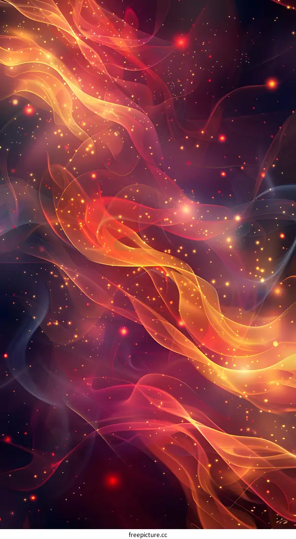 Red and pink flames dance in space