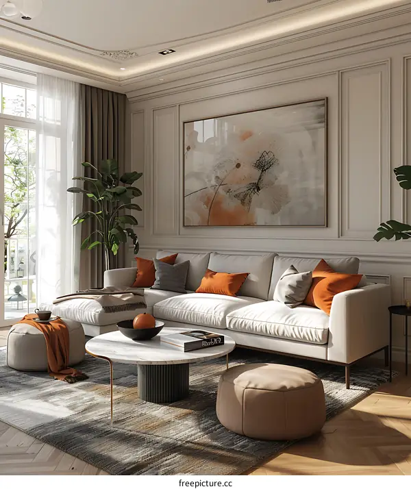 A modern and minimalist living room