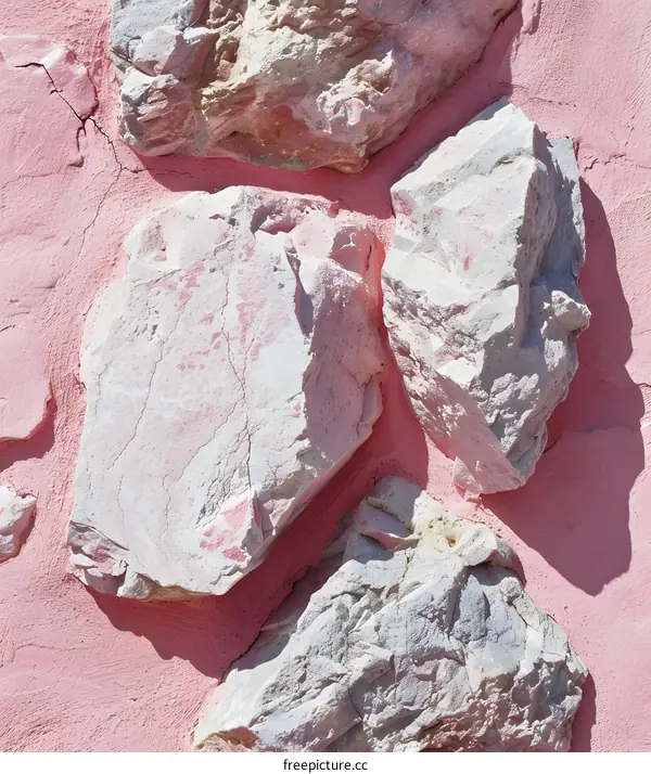 Pink Wall with White Stones Texture
