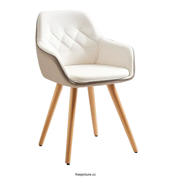 [Transparent Background PNG]Modern Stylish Cream Leather Dining Chair