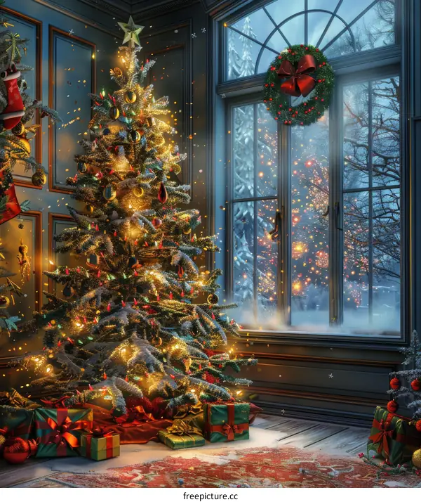 Christmas Tree Decorates the Living Room