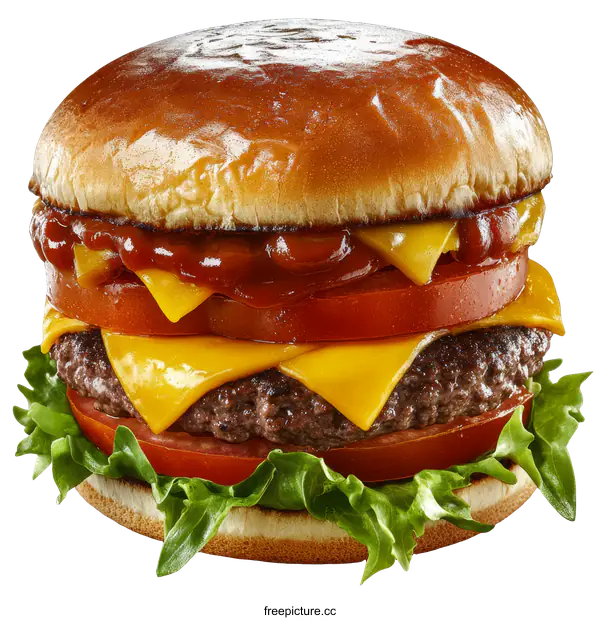 [Transparent Background PNG]Delicious Double Cheeseburger Close-up