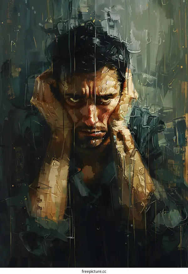 Portrait of a man with hands on head