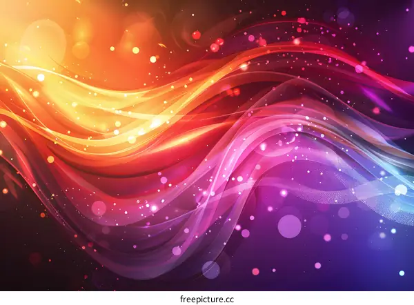 Colorful Wavy Light And Dots