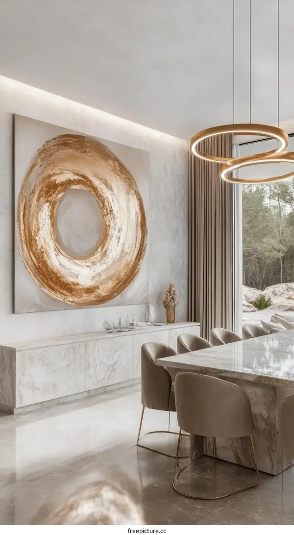 Modern Dining Area with Abstract Art