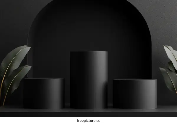Black Cylindrical Display Podiums for Products