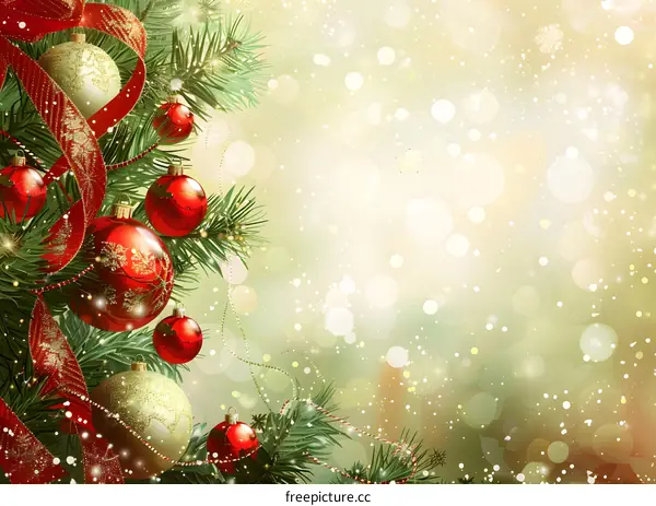 Christmas Tree With Red and Gold Ornaments