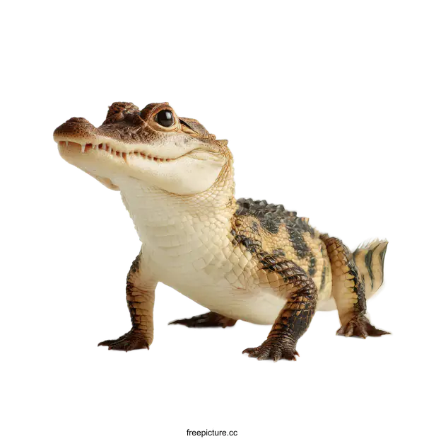 [Transparent Background PNG]Baby Alligator Close Up on White Background