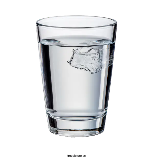 [Transparent Background PNG]Ice Cube Dropping into a Glass of Water