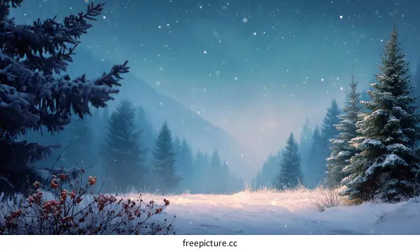 Winter Snowy Forest Landscape Illustration