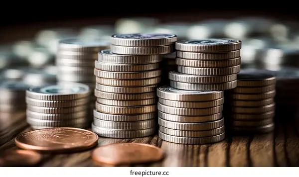 Stacks of Silver and Copper Coins